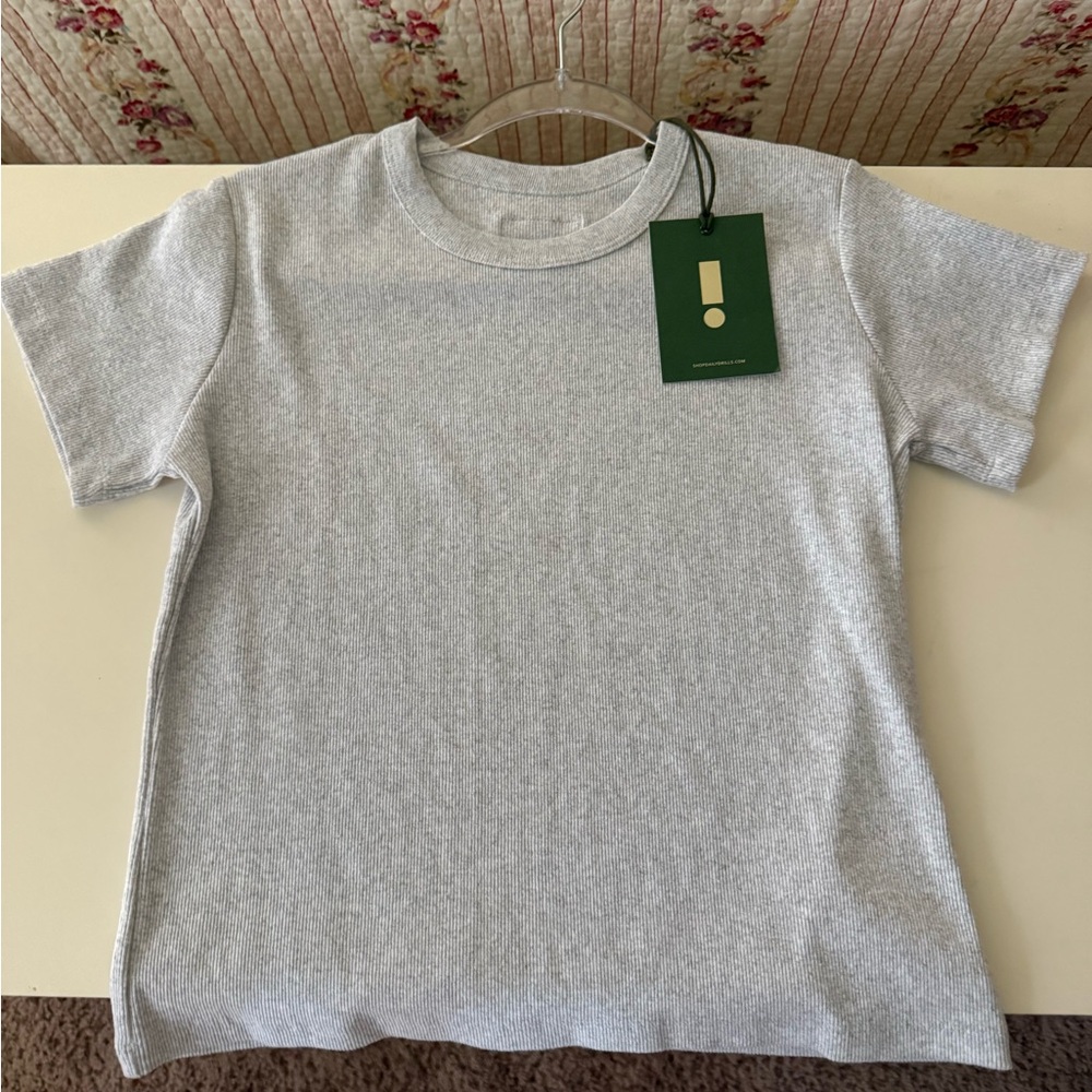 Daily Drills Light Grey Ribbed Baby Tee — NEVER BEEN WORN; BNWT🩶